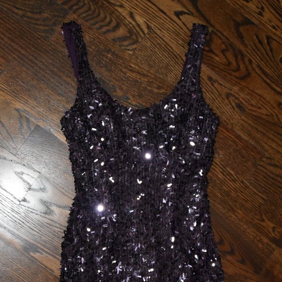 Deep Purple cocktail midi DRESS sequin embellished Suzi Chin S M 6 ERAS TOUR - Picture 11 of 13